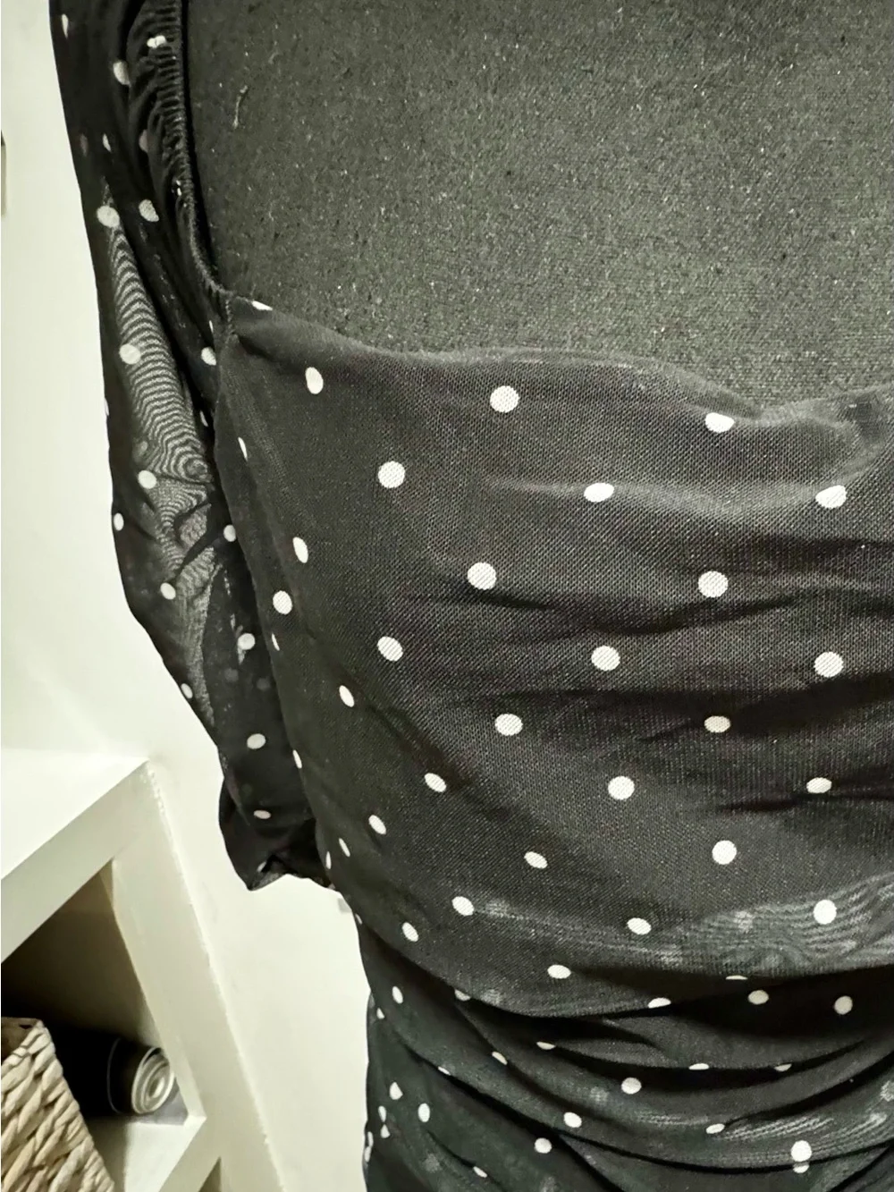 Anthropologie Plus Black Polka Dot Square-Neck Blouse